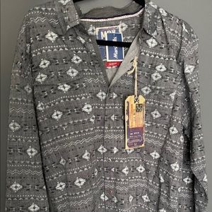 Slim-Fit Denim Button Down, Size XL